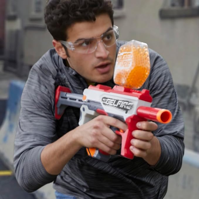 Nerf Pro Gelfire Mythic Full Auto Blaster & 10,000 Gelfire Rounds, 800 Round Hopper, Rechargeable Battery, Eyewear, Ages 14 & Up