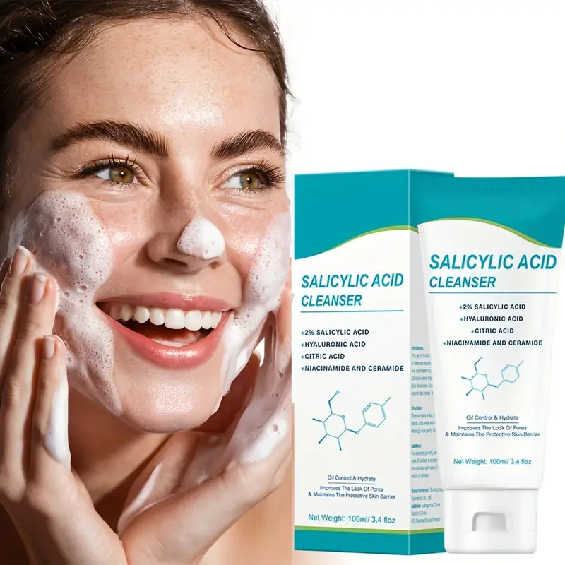 Deep Cleansing Salicylic Acid Facial Wash with Hyaluronic Acid - Moisturizing Suitable for All Skin Types Men and Women - First Choice