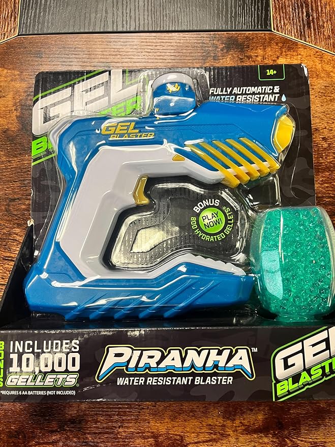 The Original Gel Blaster Piranha - Waterproof Splat Ball Gun Gel Blasters with Water Based Beads - Extended 100+ Foot Range - Automatic Blaster for Outdoor Games & Pool Toys - Ages 14+