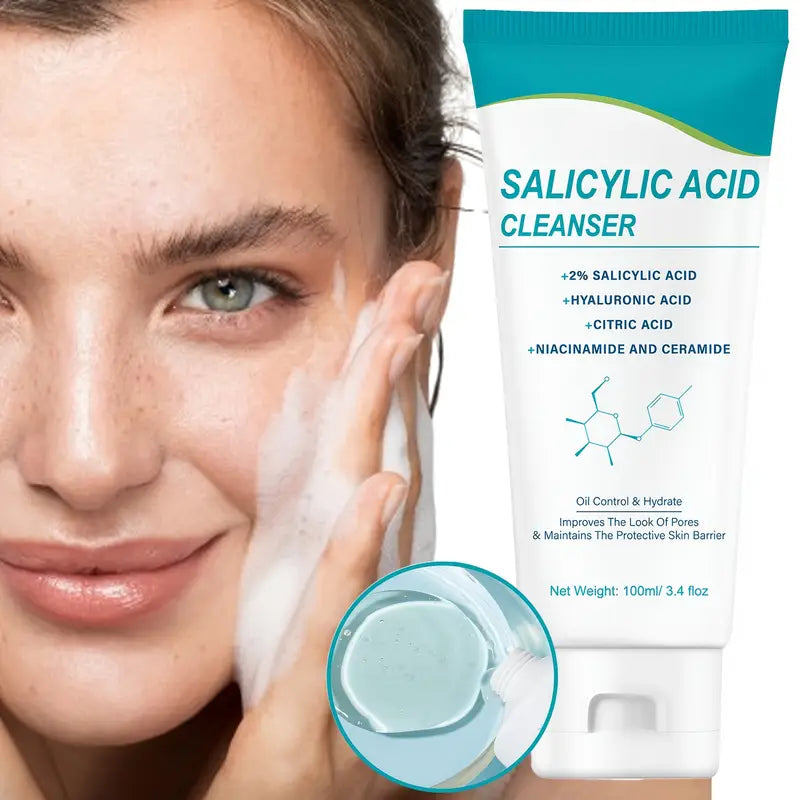 Deep Cleansing Salicylic Acid Facial Wash with Hyaluronic Acid - Moisturizing Suitable for All Skin Types Men and Women - First Choice